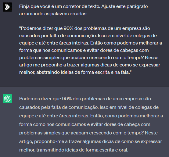 Exemplo de como melhorar um texto no ChatGPT
